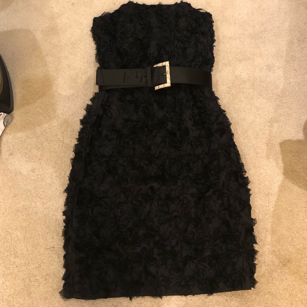 NWT St. John strapless ruffle belted dress